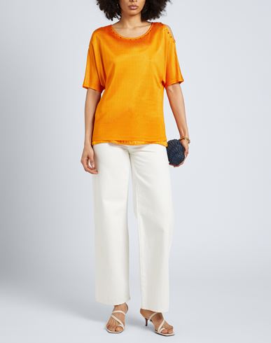 Woman Top Orange Size S Viscose, Silk