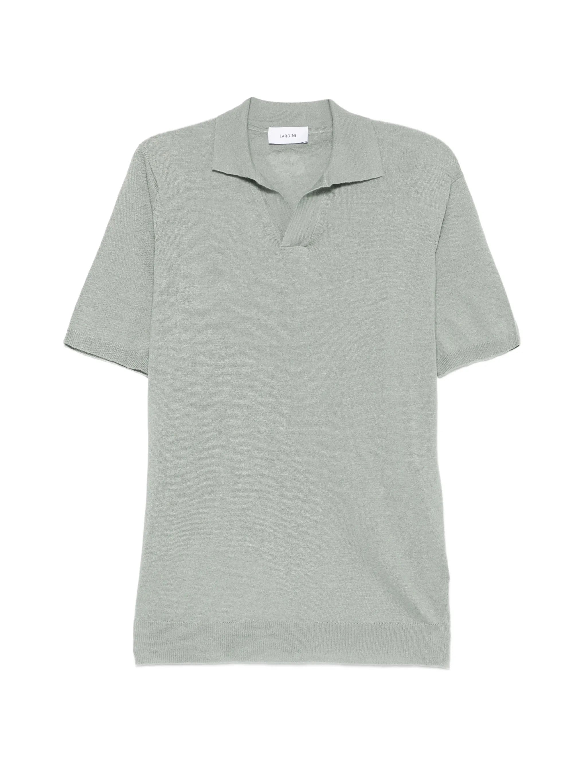Notched Neck Short-Sleeve T-Shirt with Ribbed Hems