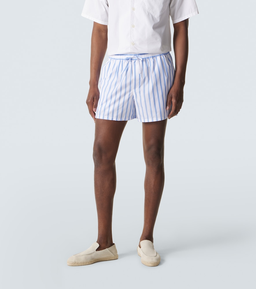 Striped cotton and silk poplin shorts