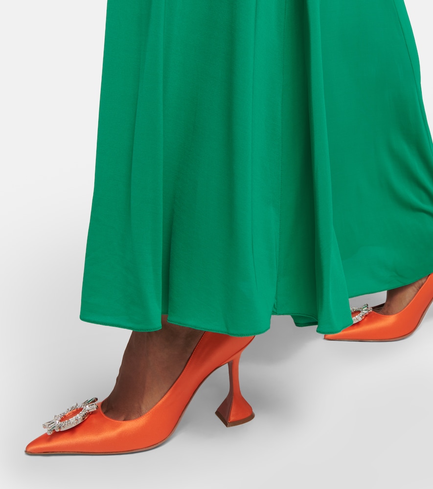 Crystal-embellished satin pumps
