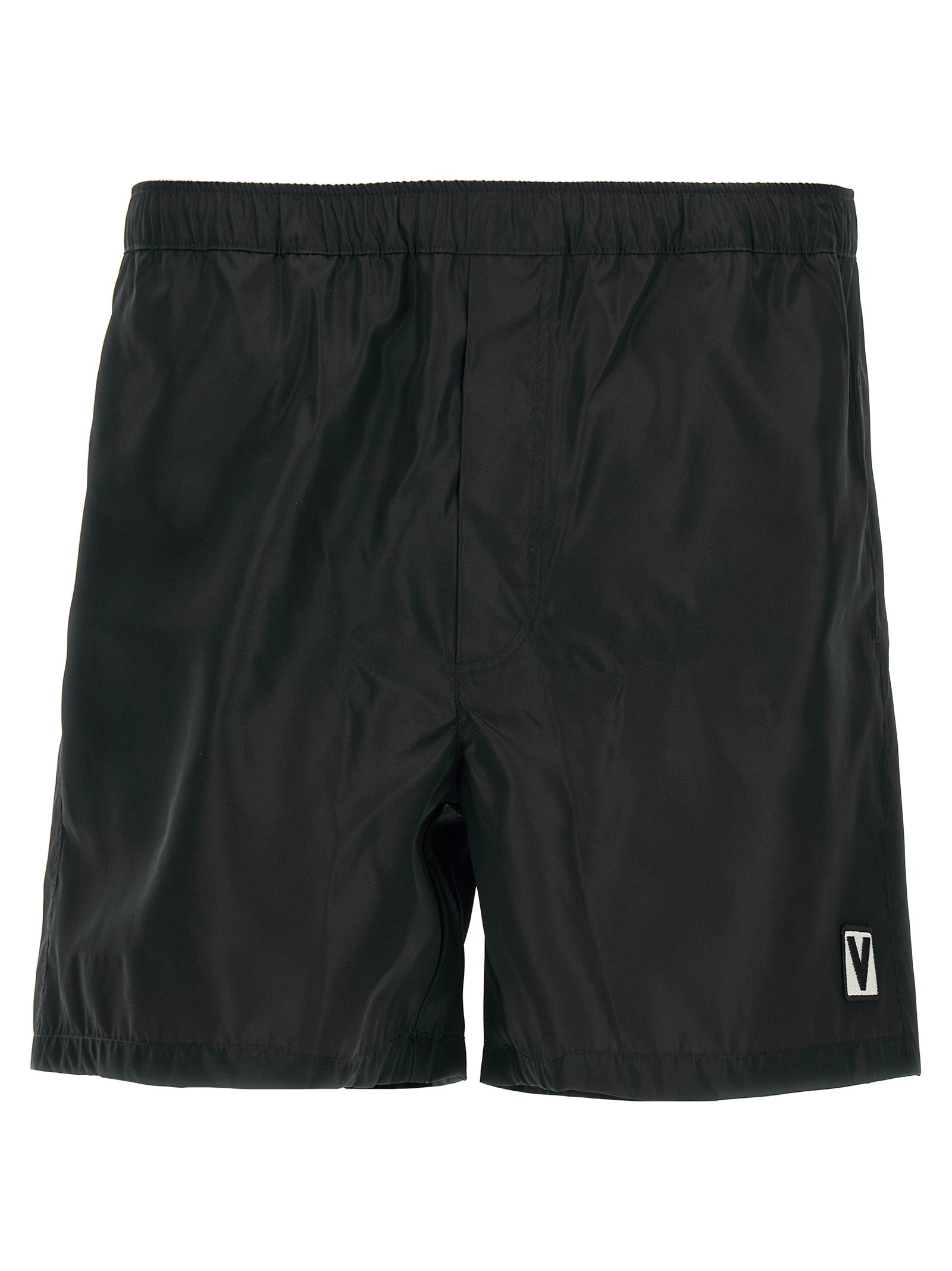 Polyamide with Drawstring Waist Swim Shorts — Black