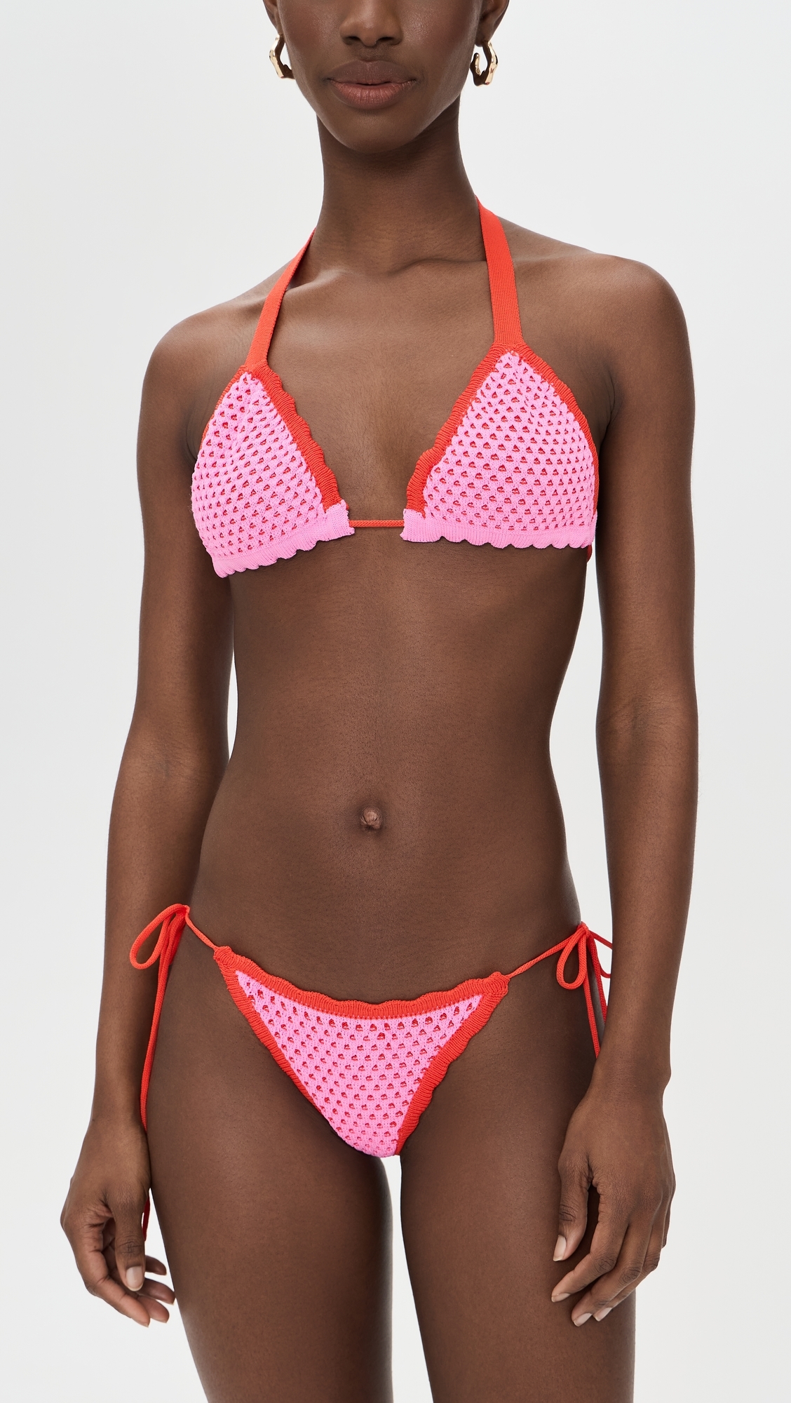 Tia Crochet Tie Side Bikini Bottoms Rose