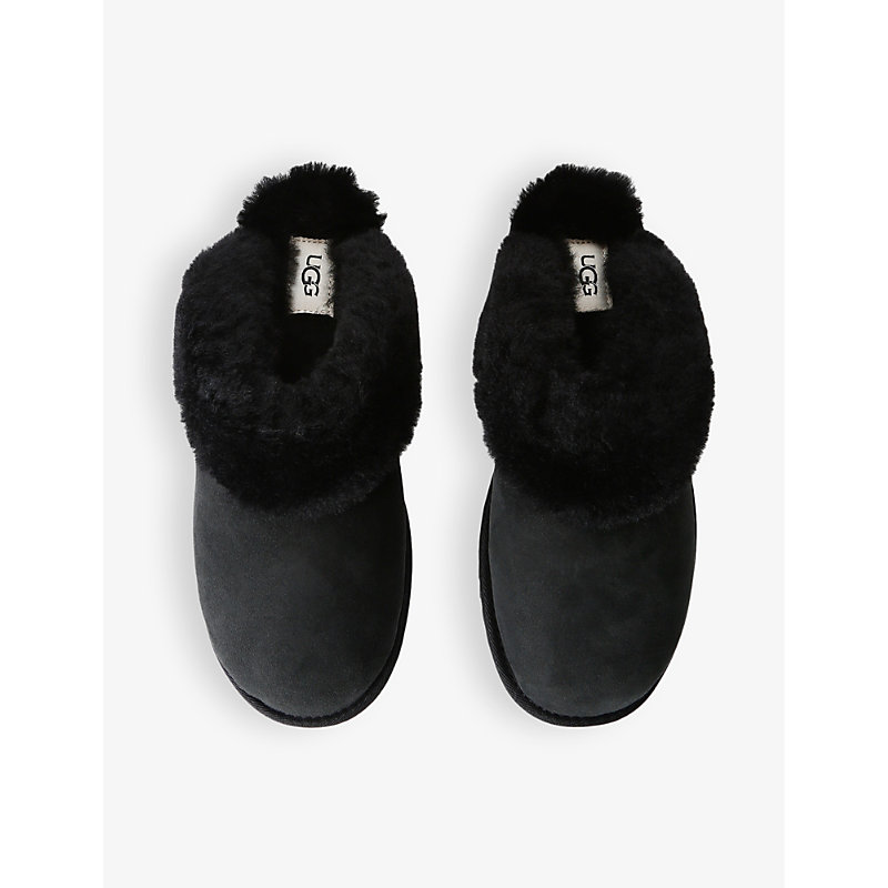 Womens Black Classic Ii Branded Suede Slippers