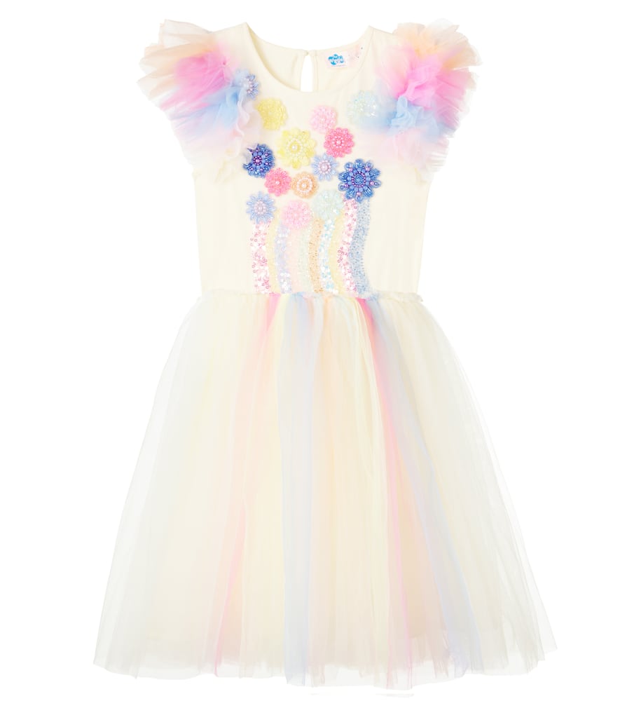 Sun Ray embellished cotton tulle dress