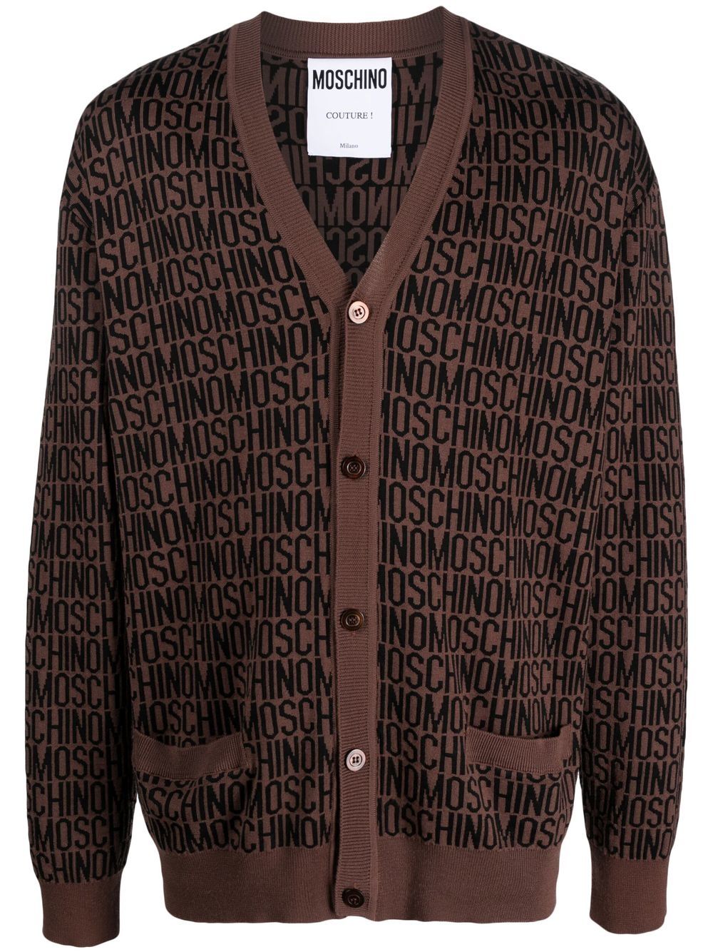 All-over logo knit cardigan - Brown