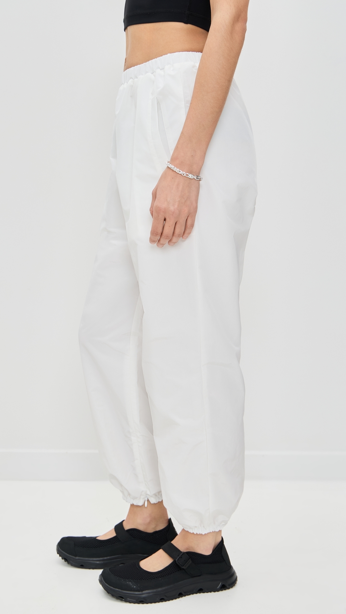 Eugenia Kim LOVE Martina Optic White Tennis Warm-Up Pants With Ankle Side Zippers Optic White