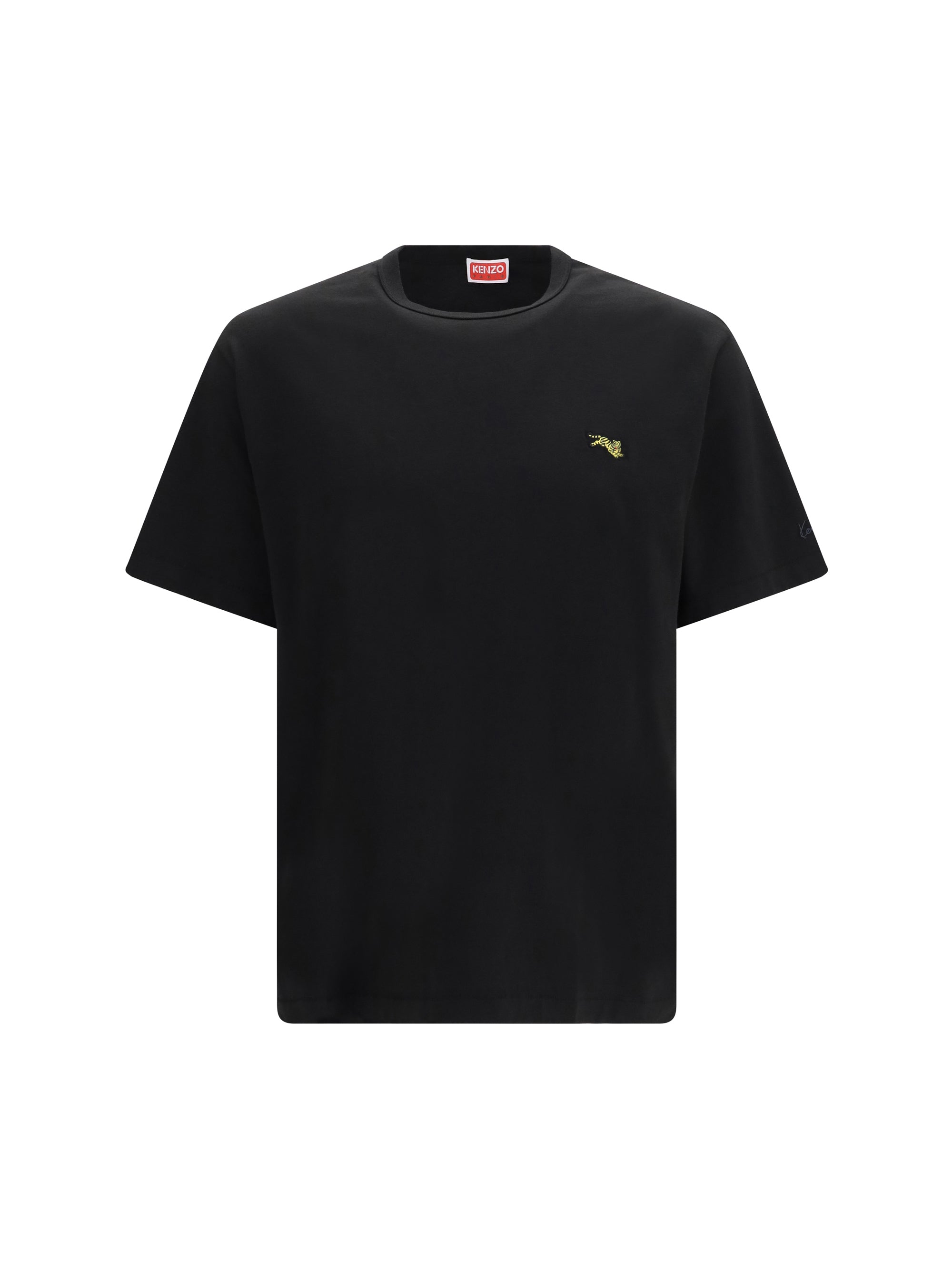 Jumping Tiger Embroidered T-Shirt — Black