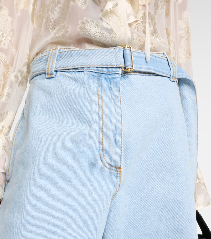 Embroidered denim shorts