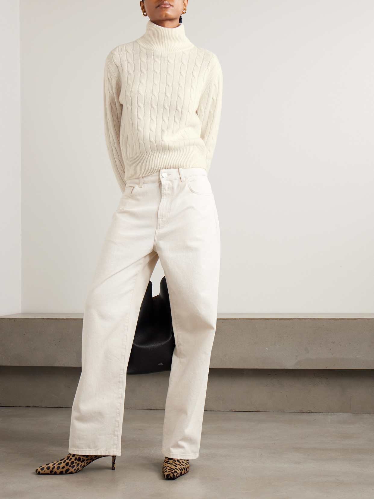 Patrizia Cable-knit Cashmere Turtleneck Sweater - Ivory