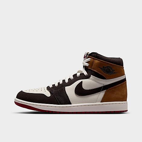 Men's Air Retro 1 High OG Casual Shoes in Shadow Brown/Light British Tan/Team Red