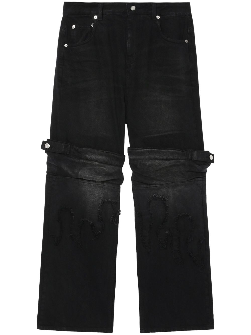 Layered-effect wide-leg jeans - Black