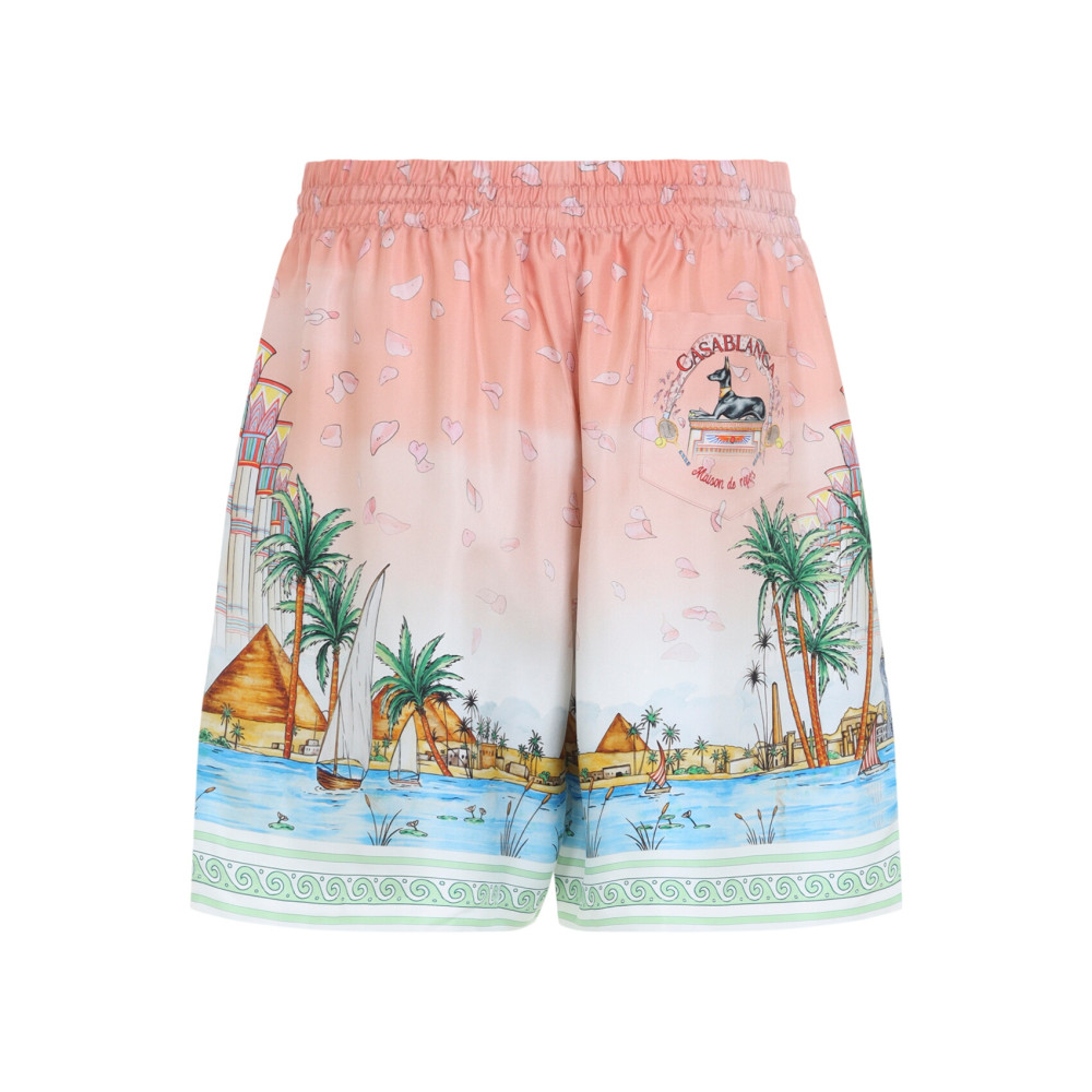 Casablanca - egyptian landscape silk twill beach short