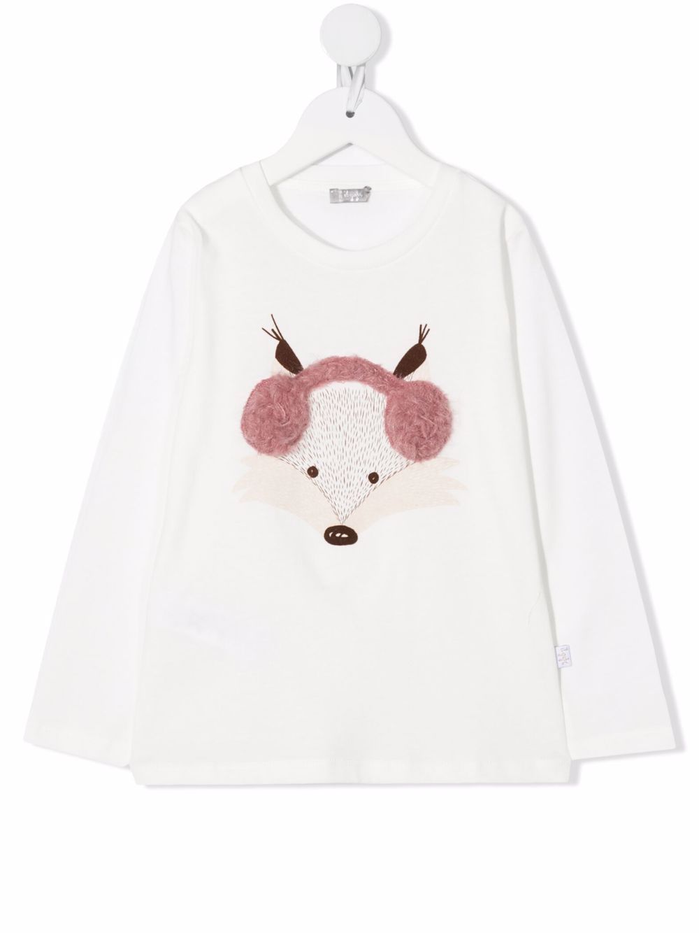 Embroidered long-sleeved T-shirt - White