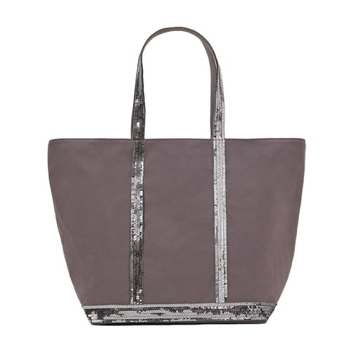Canvas and Sequins L zipped Cabas Tote