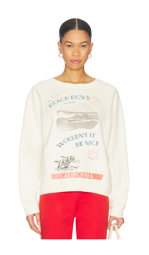 DAYDREAMER The Beach Boys Wouldn't It Be Nice Vintage Raglan Sweatshirt in Stone Vintage. S also in XS, M