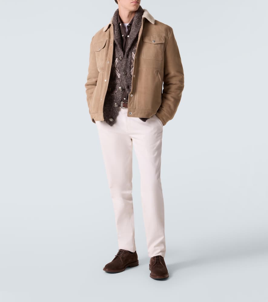 Shearling-trimmed suede jacket
