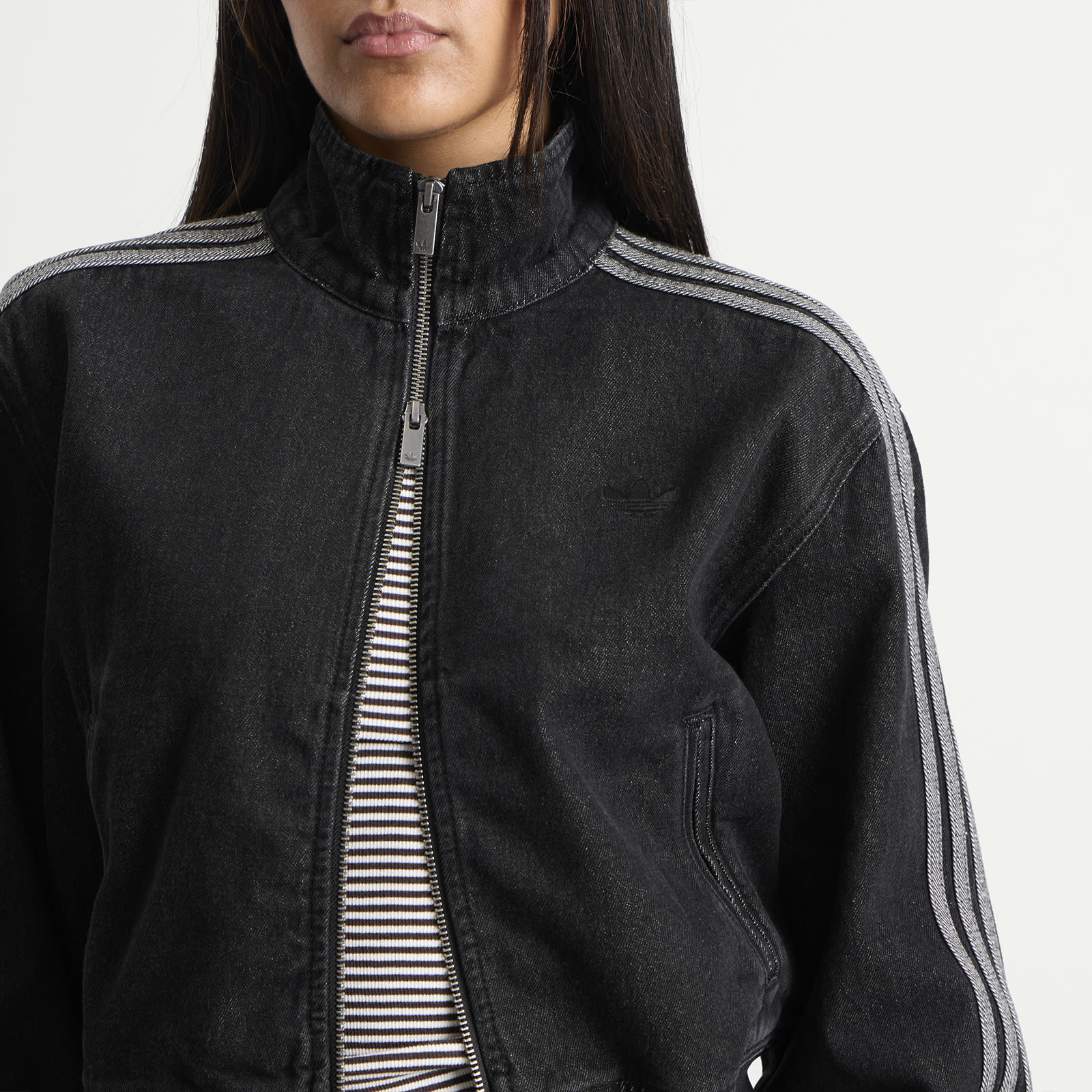 Women's Denim Firebird Track Top in True Black Denim