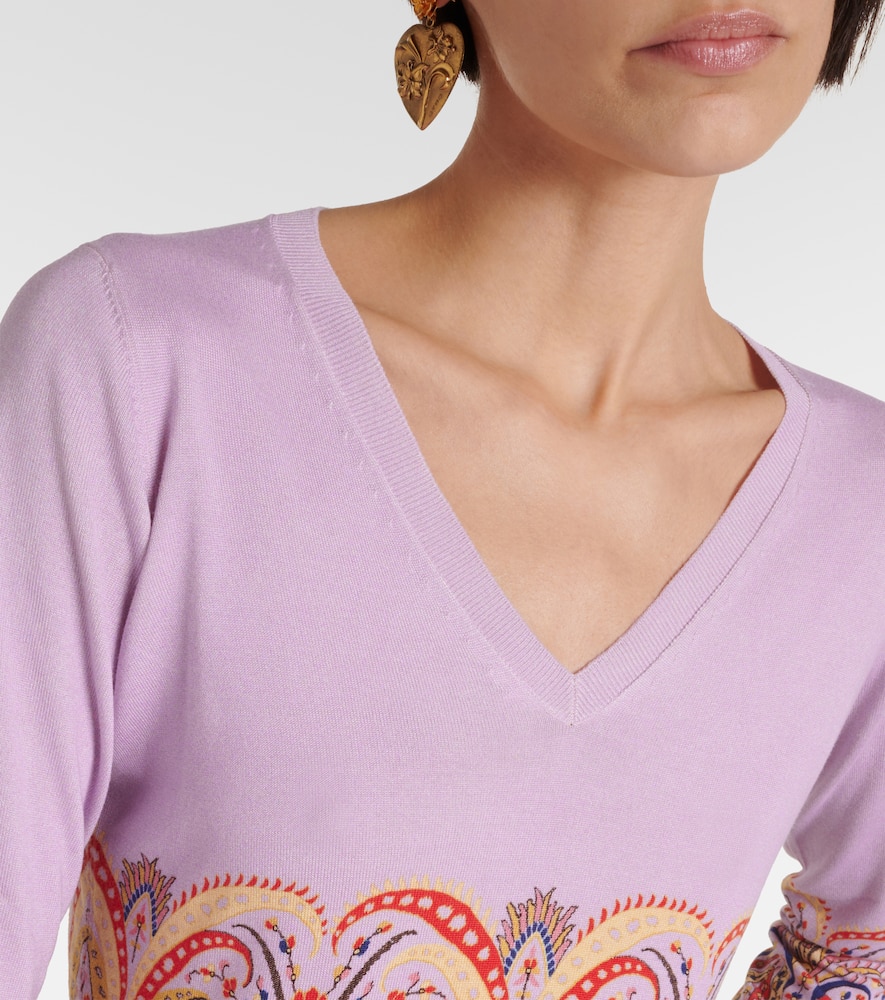 Printed silk-blend sweater