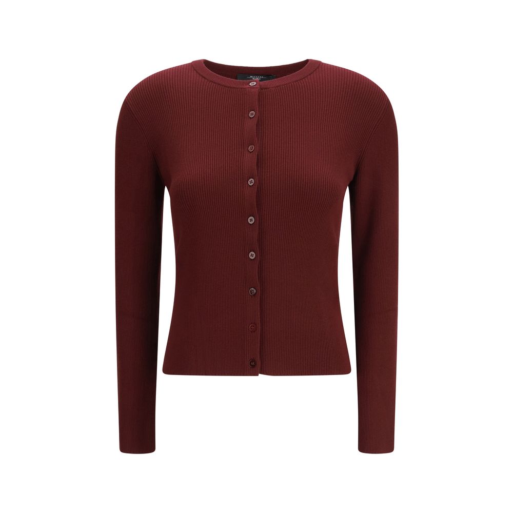 Ribbed Viscose Cardigan — Bordeaux