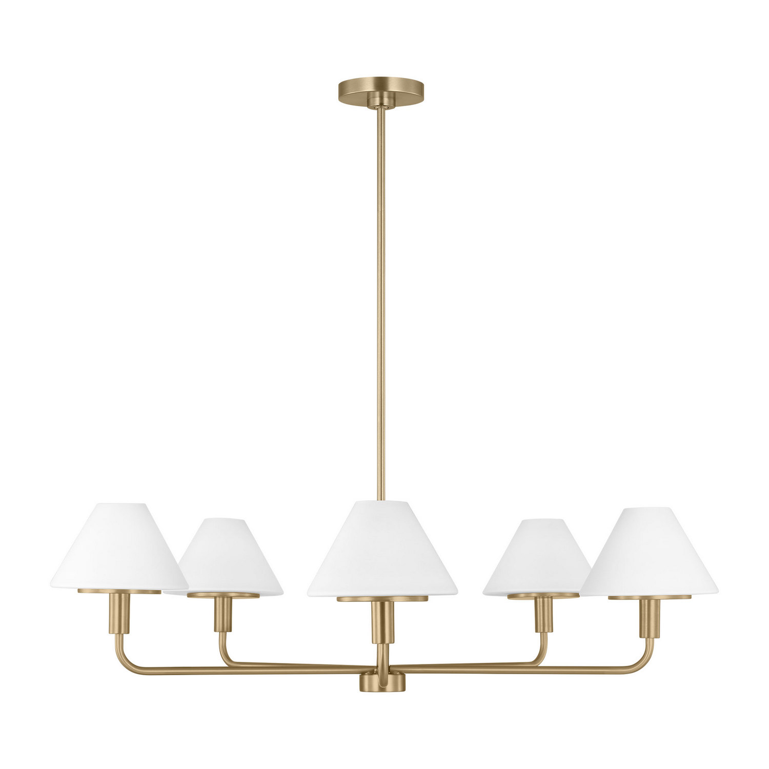 Satin Brass Chandelier from the Mendota Collection