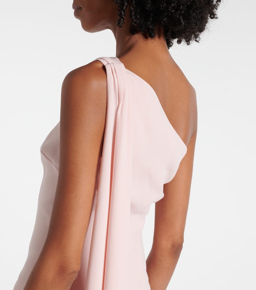 Embellished one-shoulder cady gown