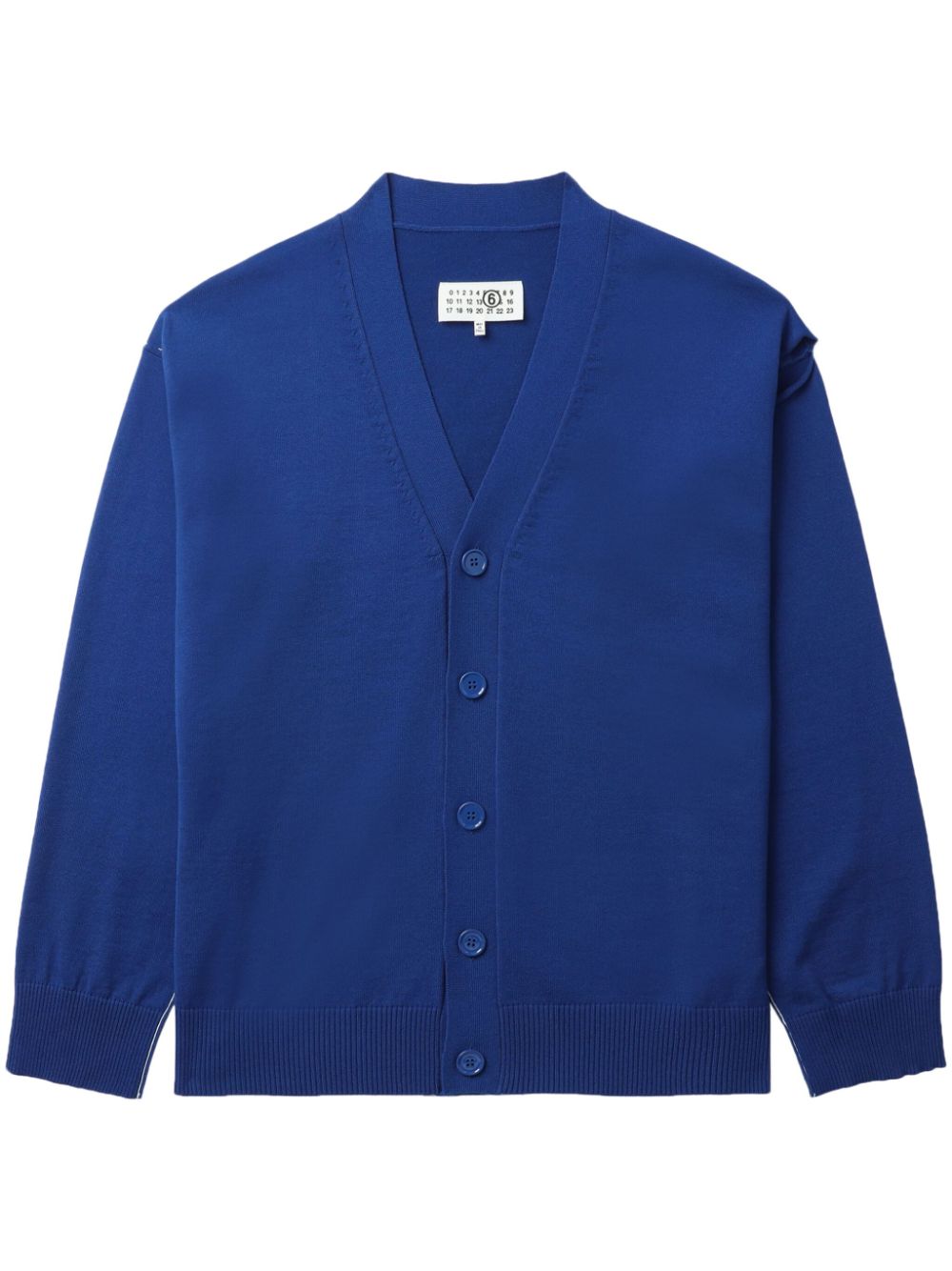 Cut-out fine-knit cardigan - Blue