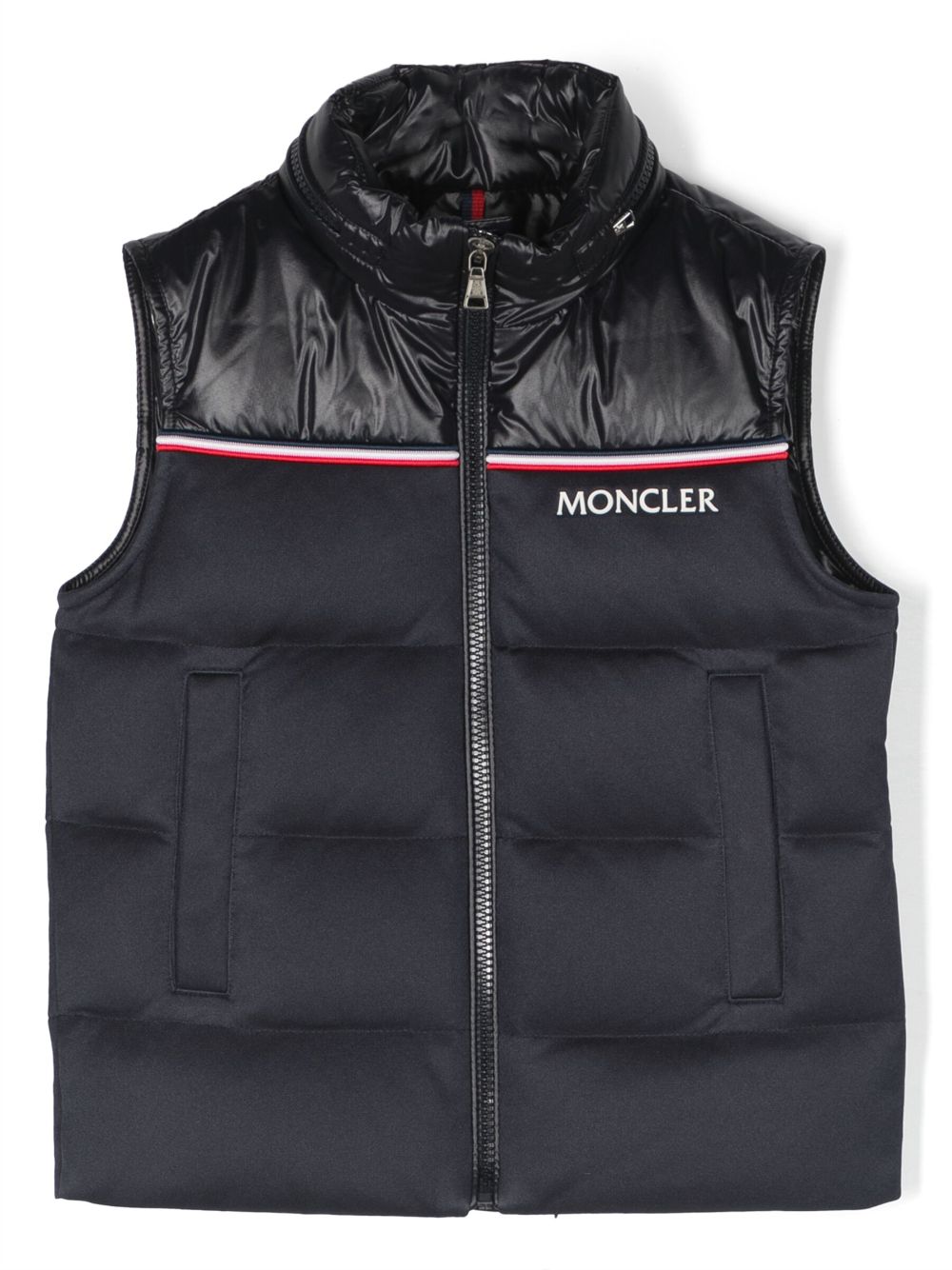 Logo patch zipped gilet - Blue