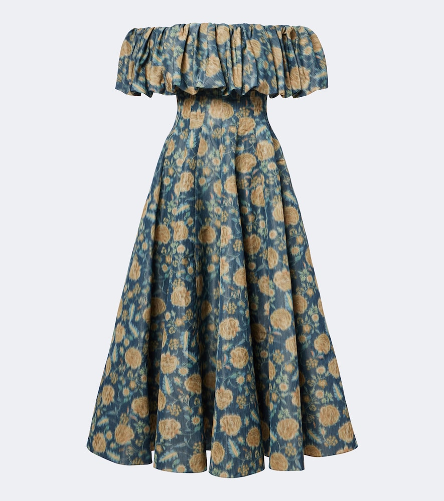 Freesia floral off-shoulder bustier dress