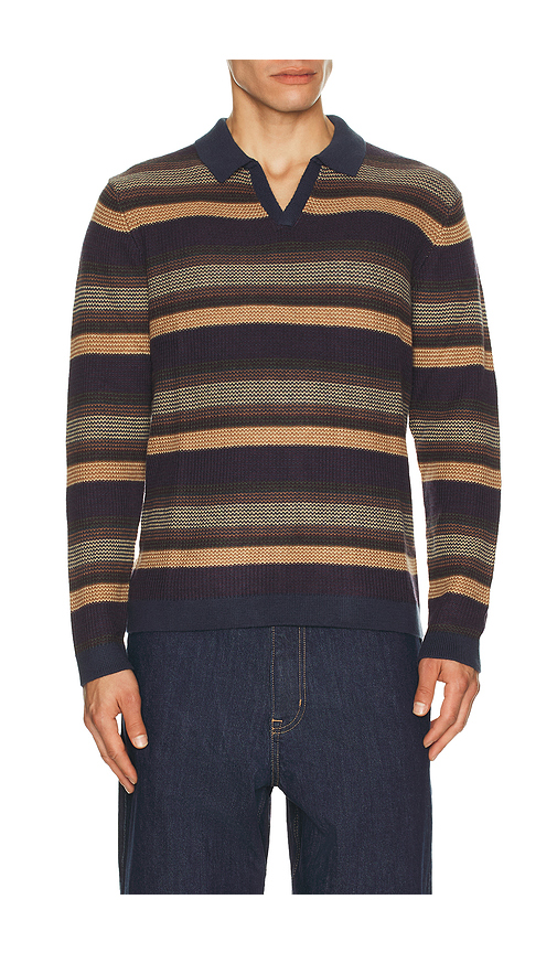 Marine Layer Liam Sweater Polo in Brown. S. Also in L, M, XL/1X