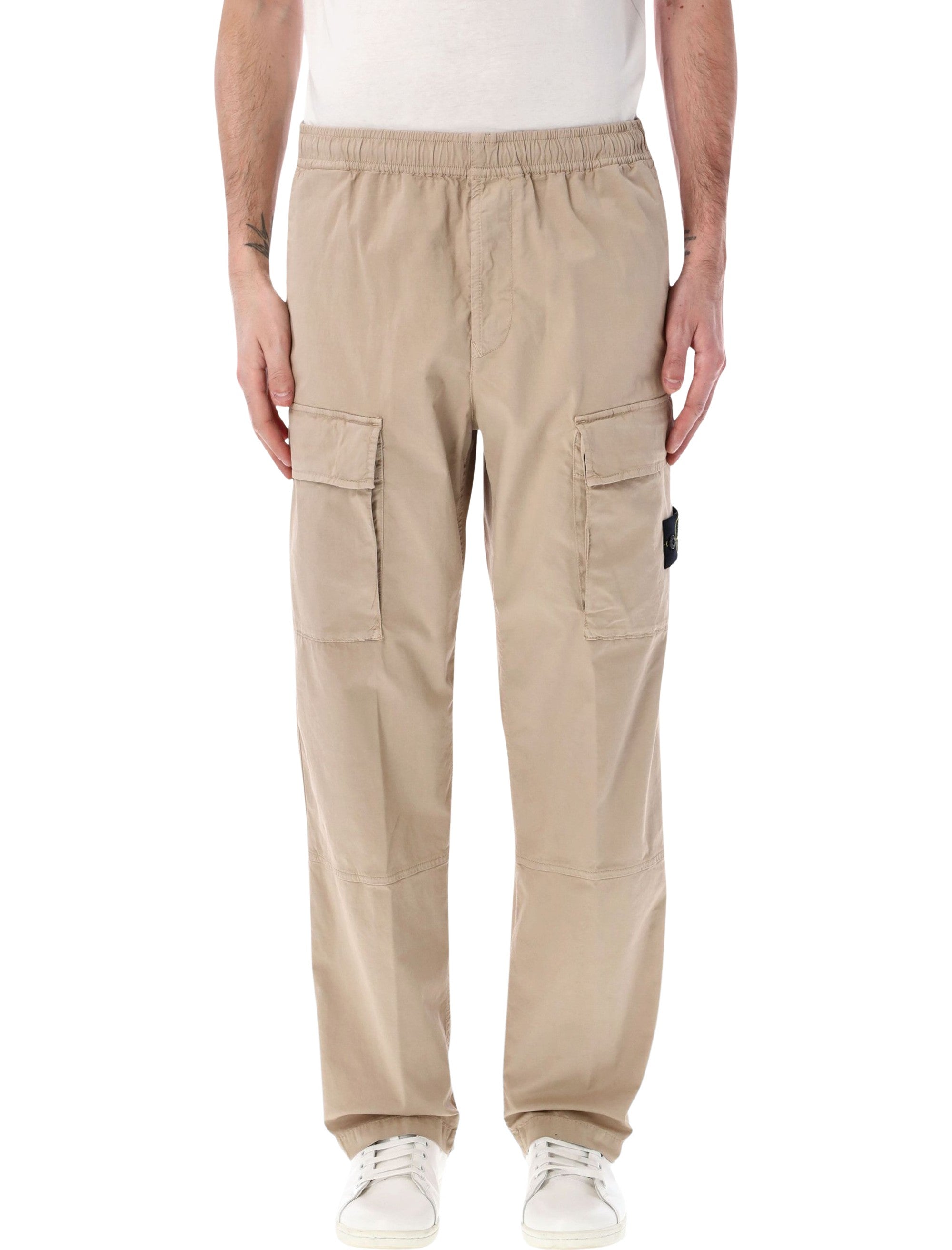 Loose-fit Cargo Trousers with Elasticated Waistband STRETCH ORGANIC COTTON TWILL
