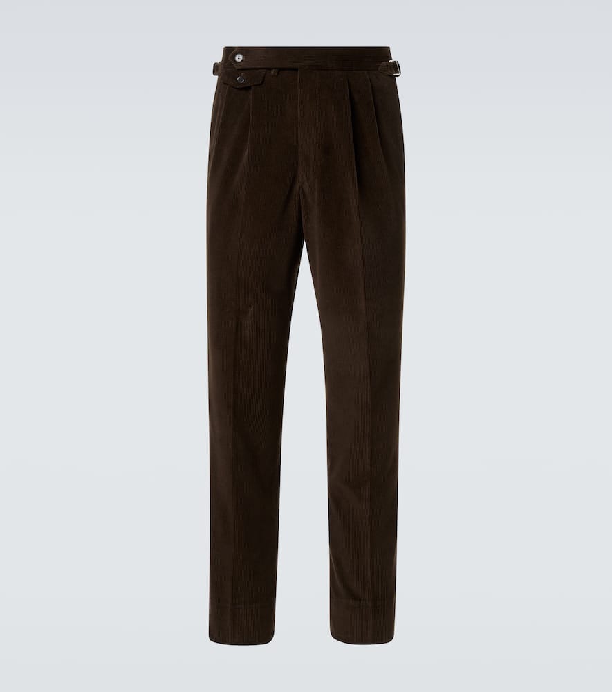 Cotton and cashmere corduroy straight pants
