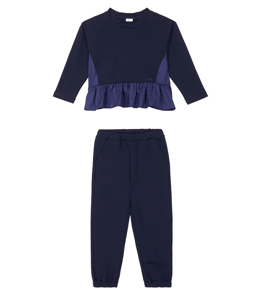 Cotton-blend sweatshirt and sweatpants set