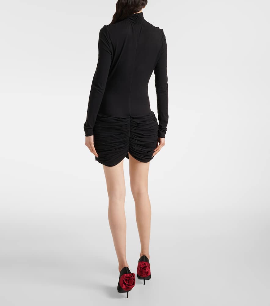 Ruched silk-blend minidress