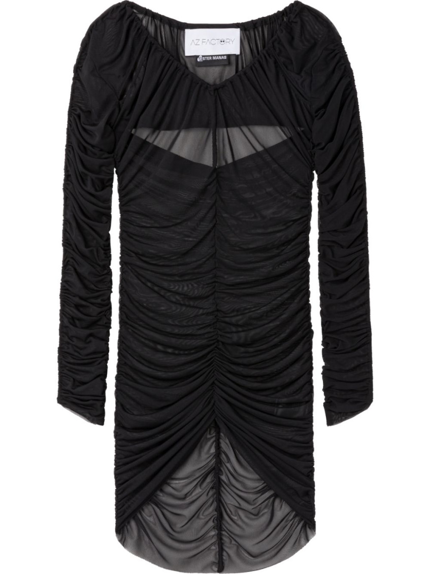Black Cut-out Mesh Top