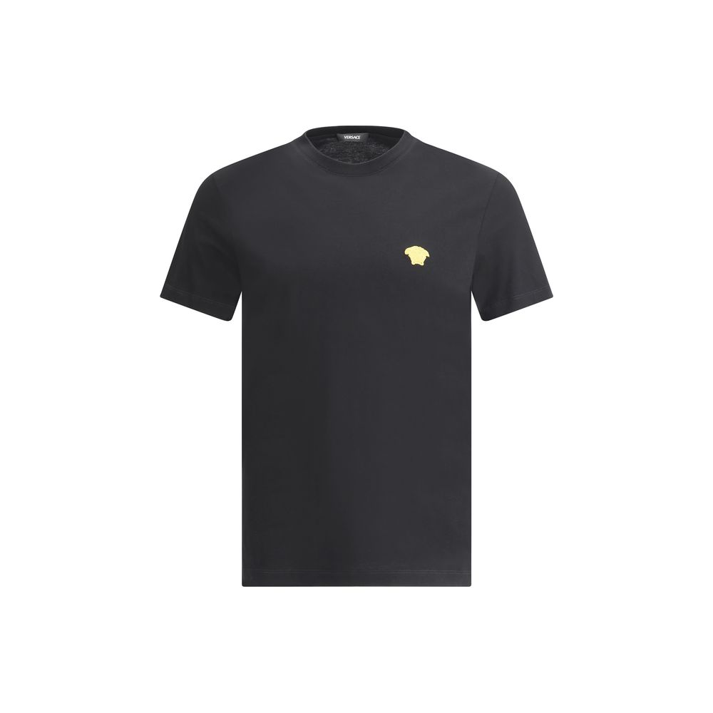 Medusa Logo-Embroidered Cotton T-Shirt — Black