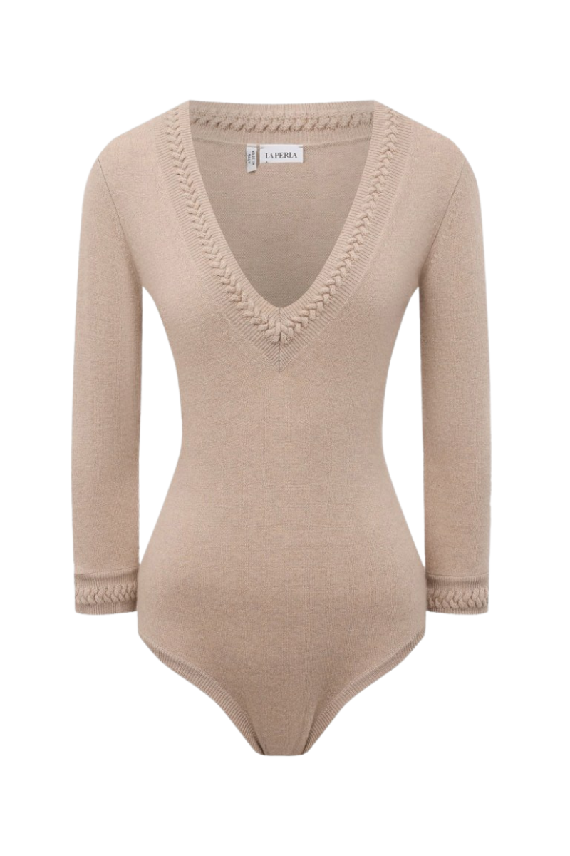 Wool-Cashmere Bodysuit — Beige