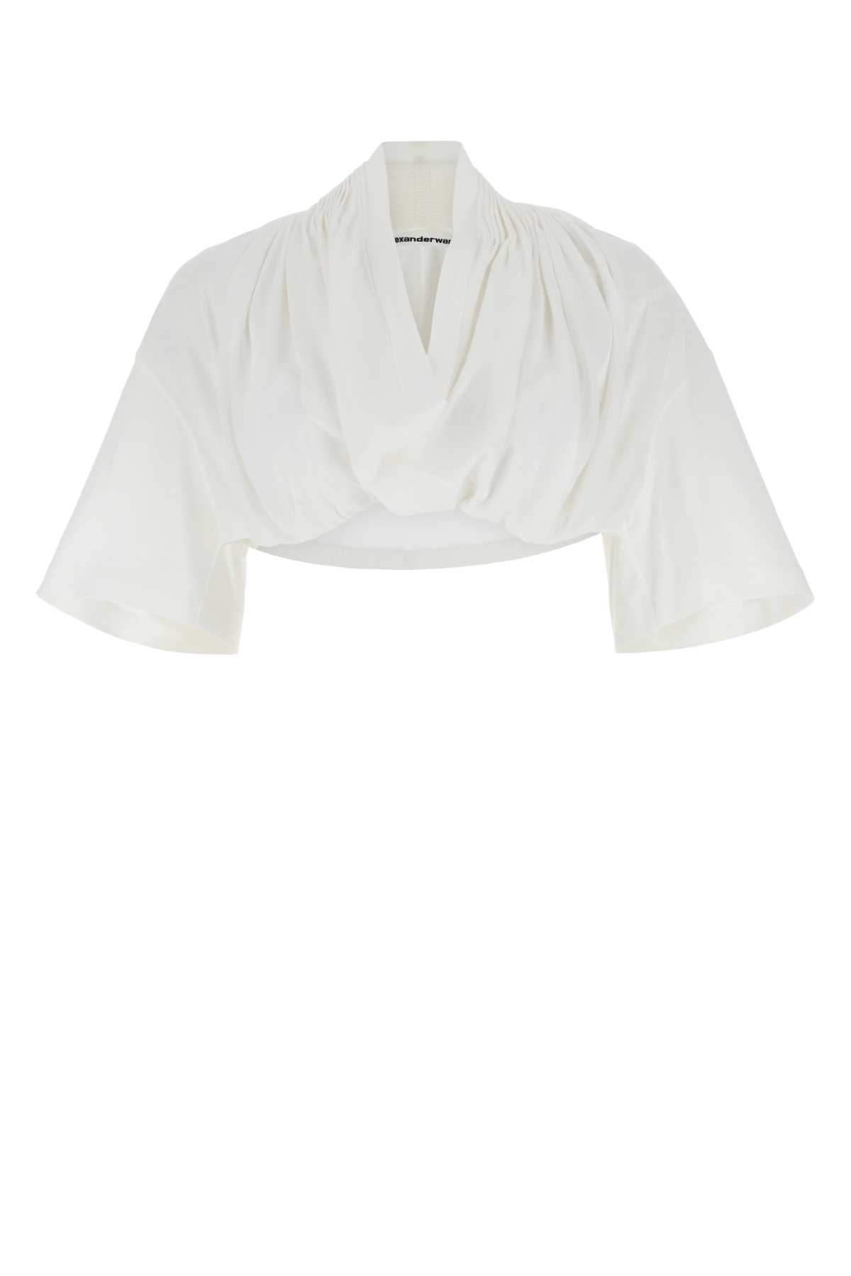 Draped crop top - White