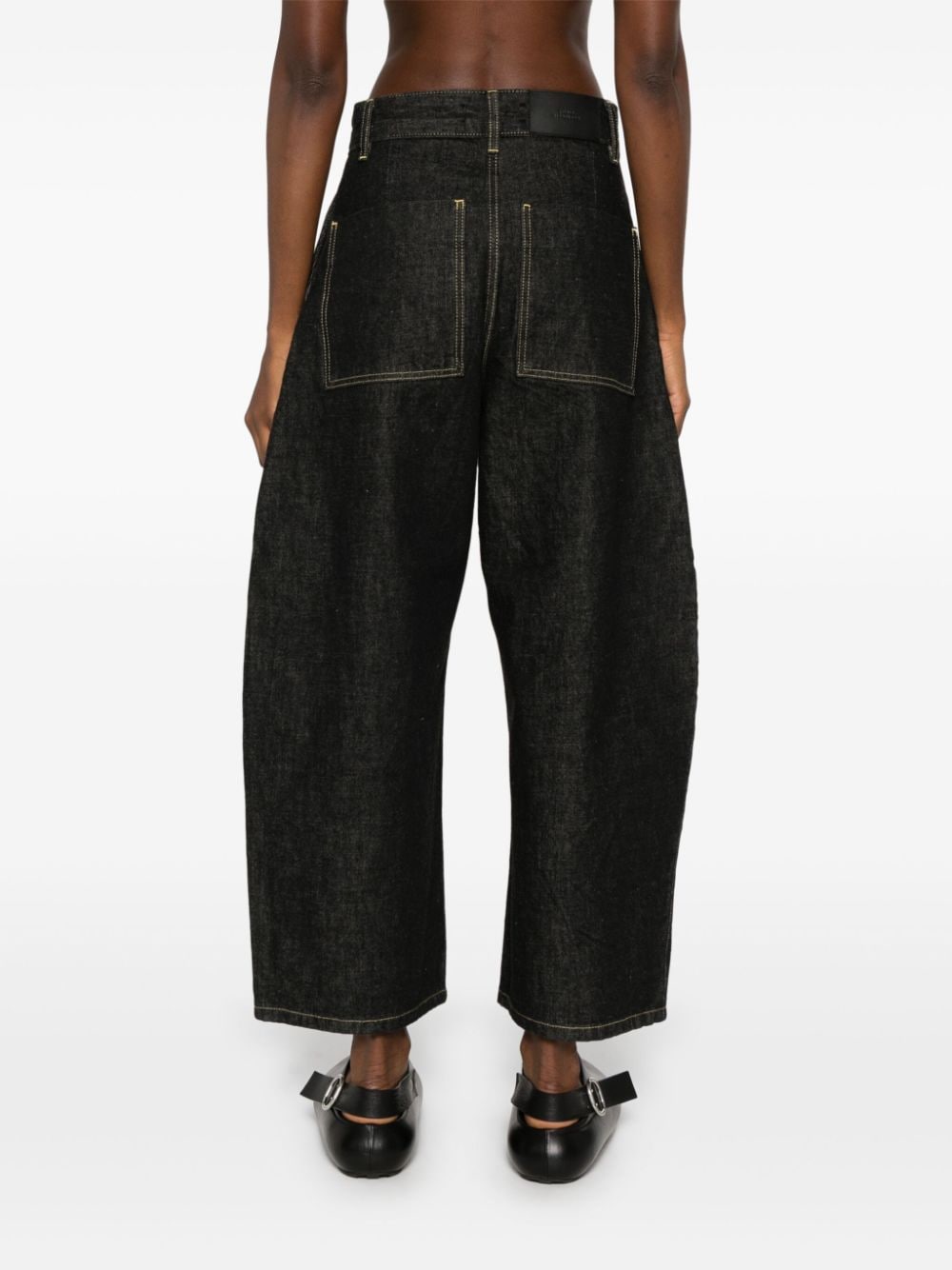 Wide Leg Denim Cropped Jeans
