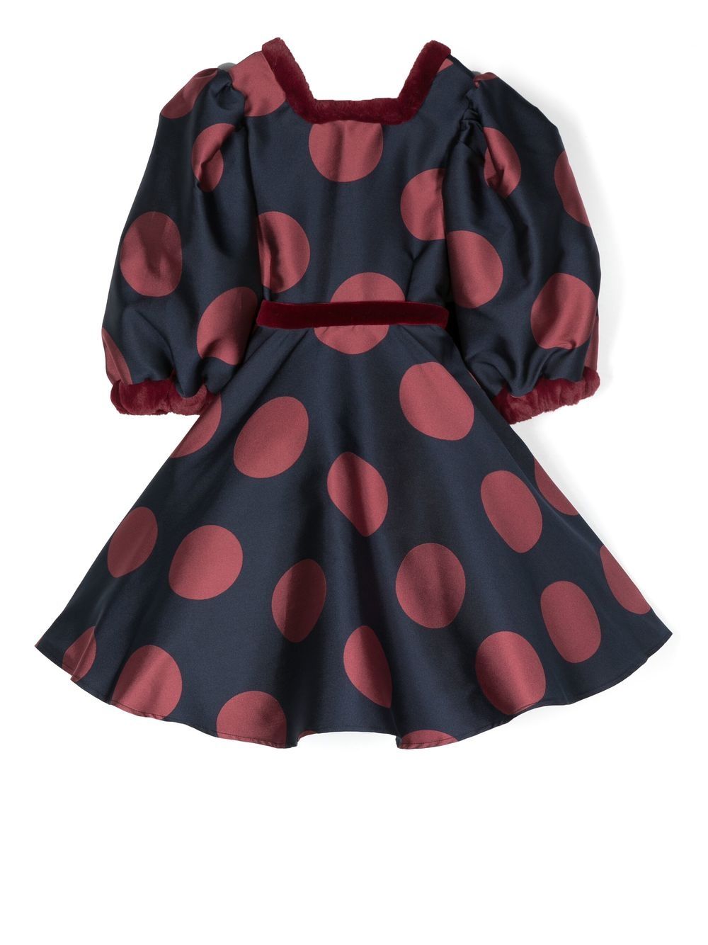 Polka-dot puff-sleeve dress - Blue