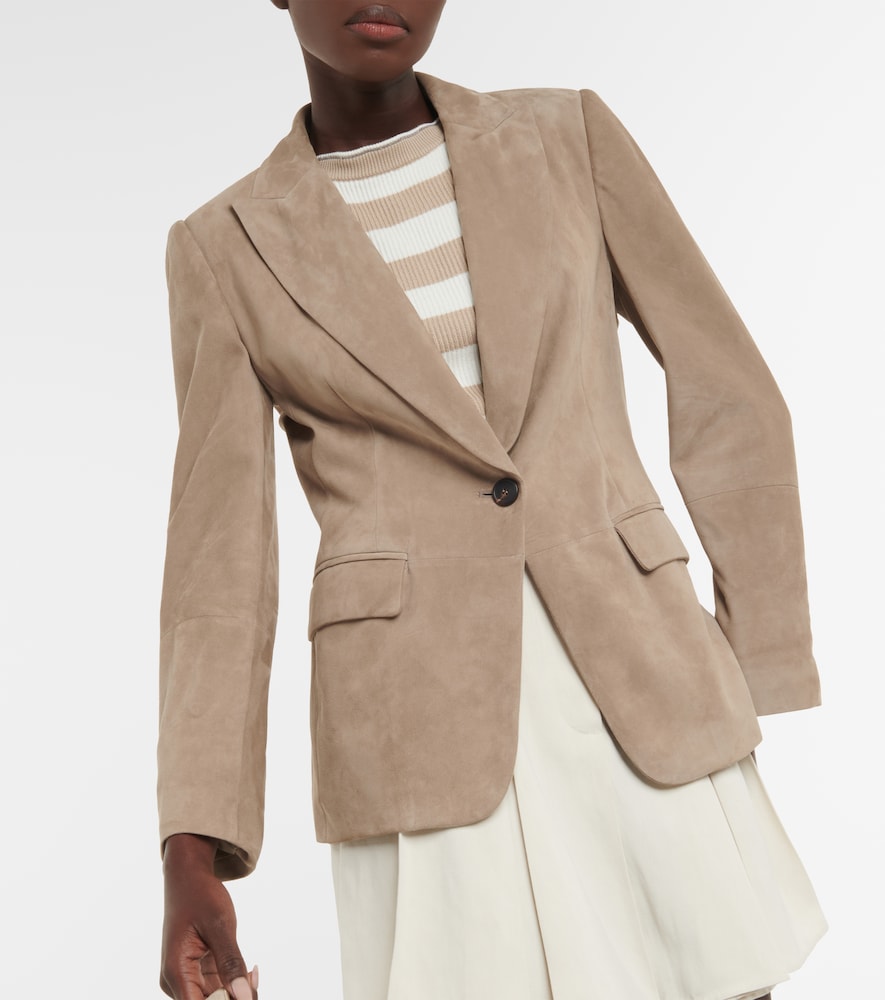 Embellished suede blazer