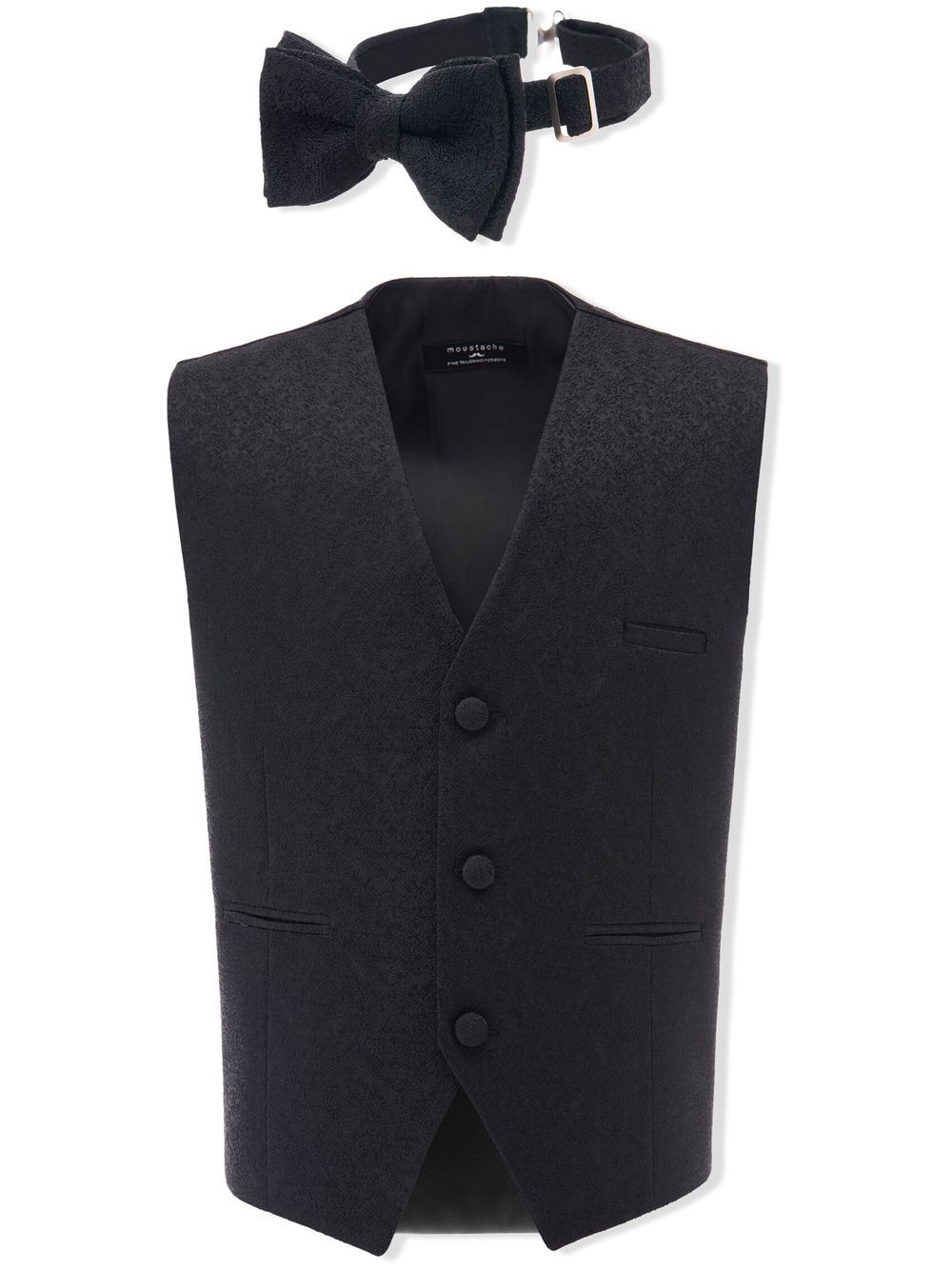 Floral-jacquard waistcoat set - Black