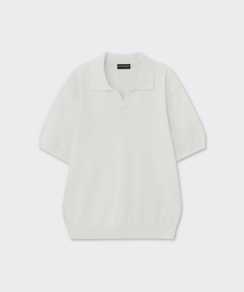 Washable Supima Cotton Slit Neck Knitted Polo Shirt