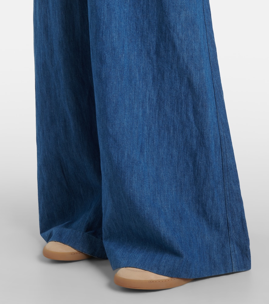 Gelos high-rise cotton and linen wide-leg pants