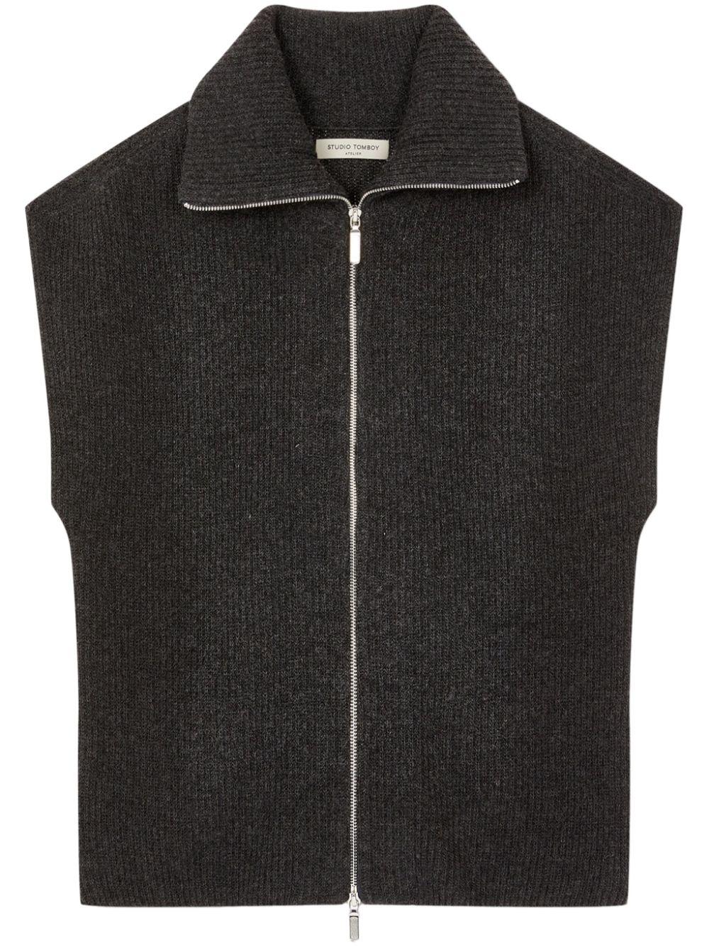 Zip-up knitted vest - Grey
