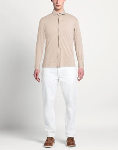 Man Shirt Beige Size 40 Cotton