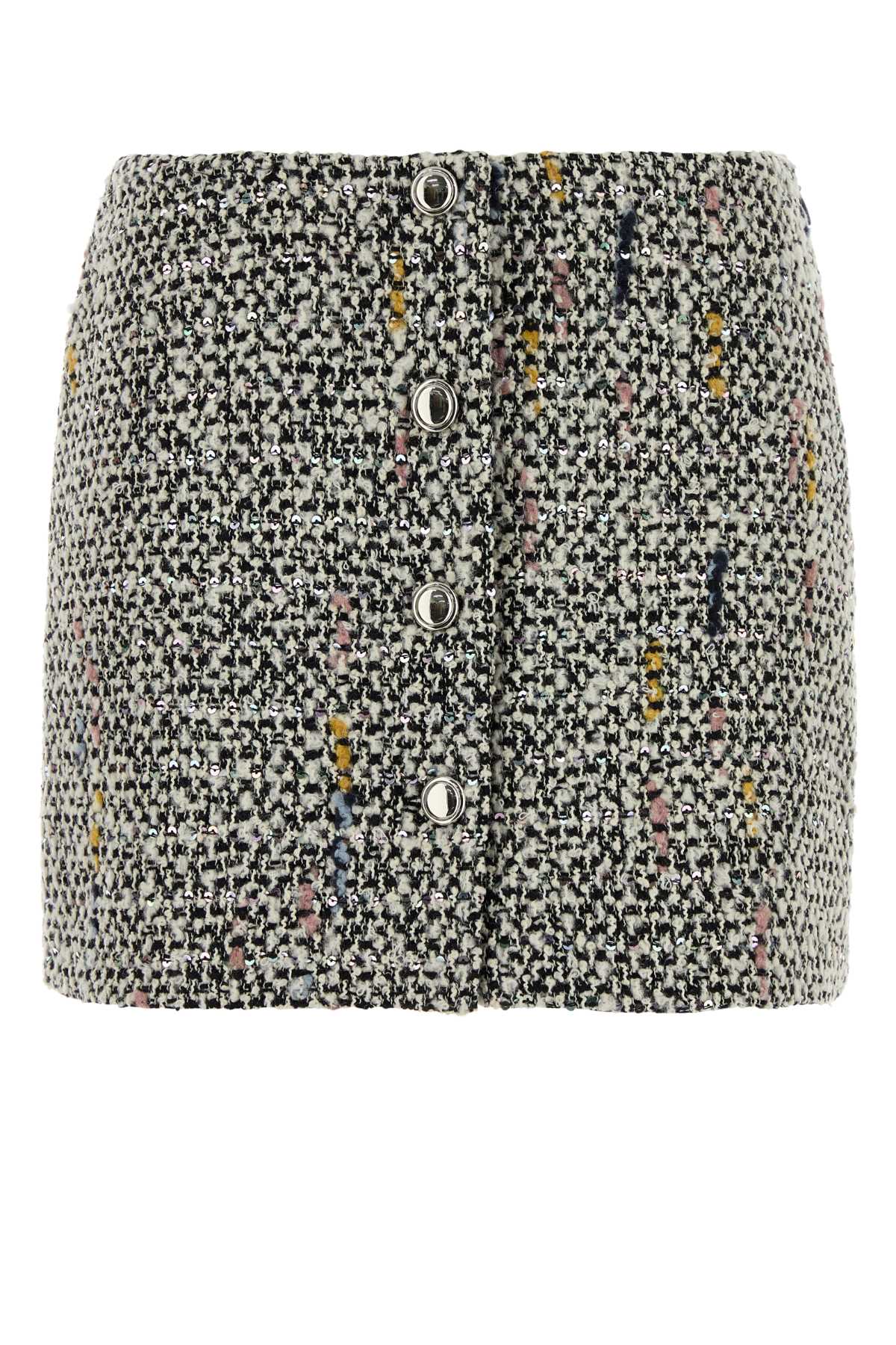 Tweed Multicolor Skirt — White