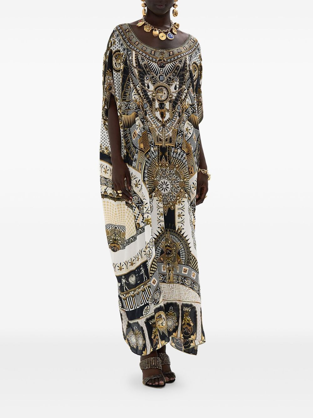 Temples of Dendara-print kaftan dress - Neutrals
