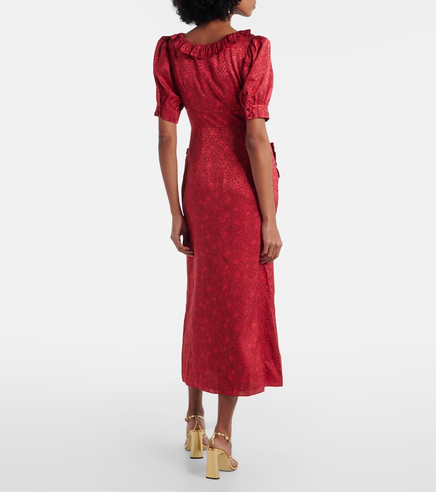 Floral silk jacquard midi dress