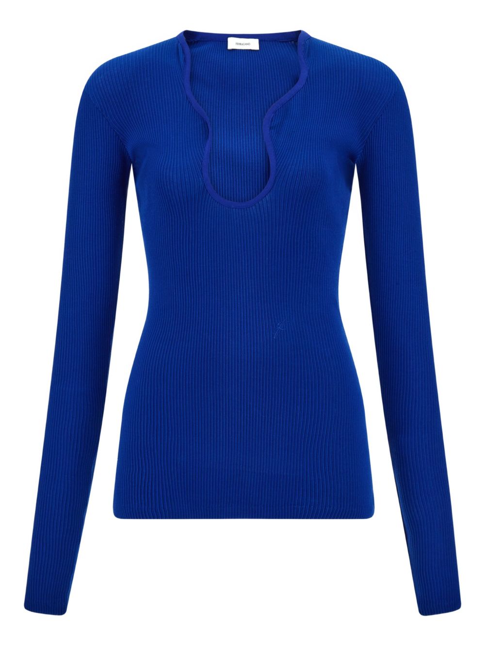 Ribbed long-sleeve top - Blue