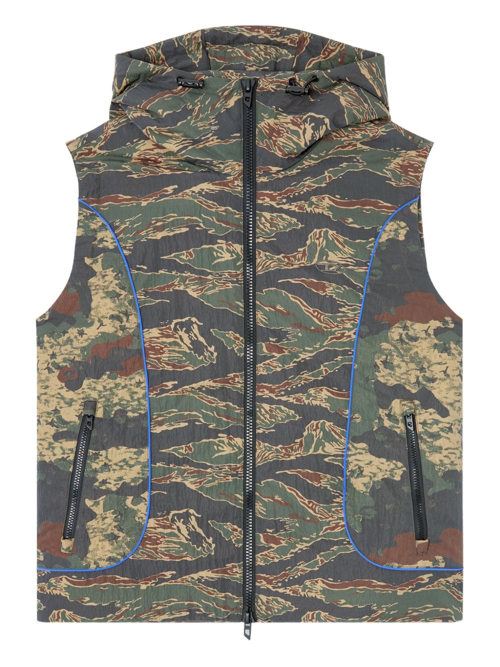 Camouflage-print hooded vest - Blue